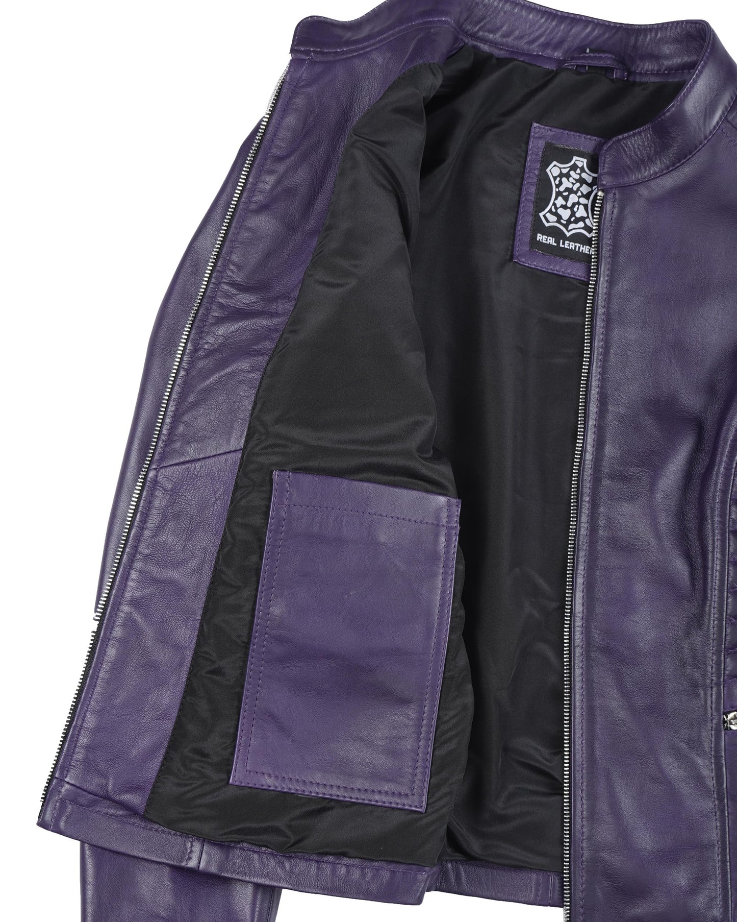 Decrum Disc Purple Womens Leather Jackets - Moto Jacket Women | (N2) [1315872] N-185 Purple, S