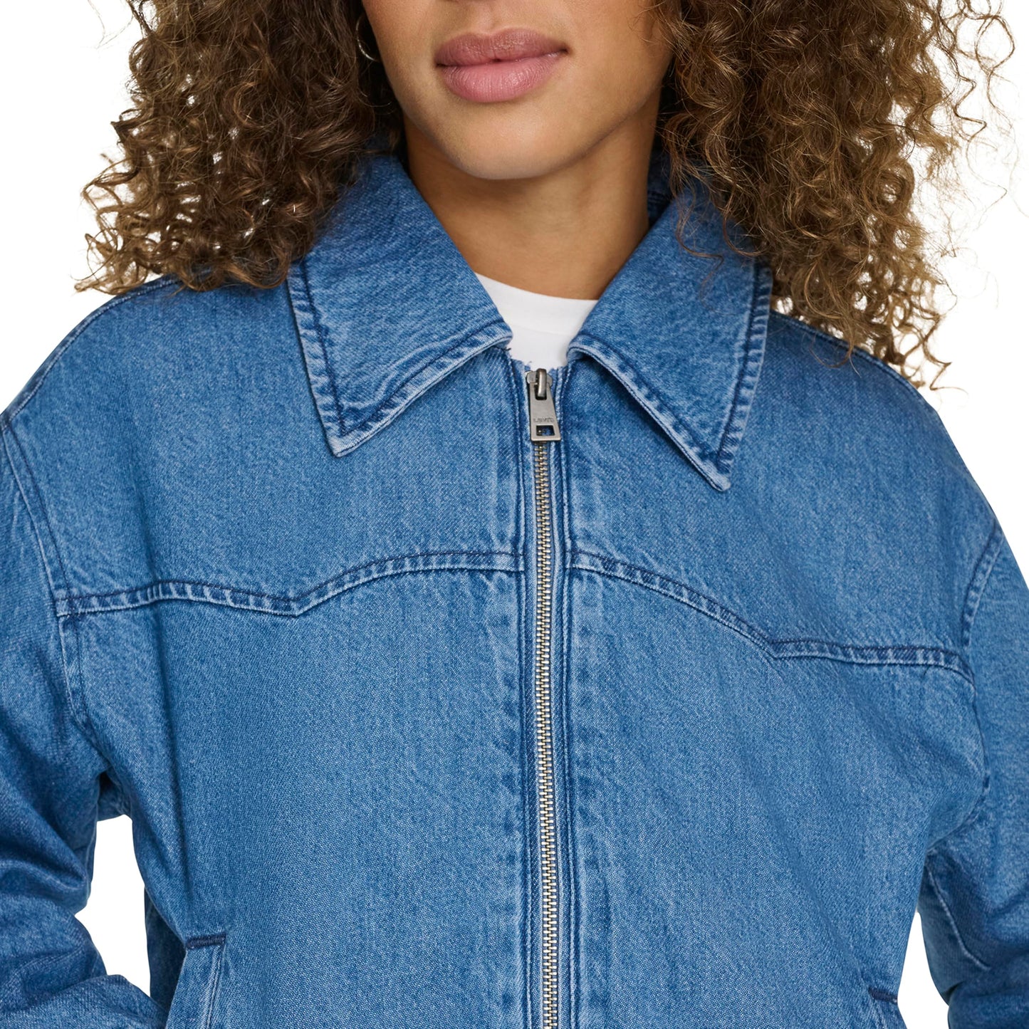 Levi's Women's Western Denim Bomber, Medium Wash Denim, Medium