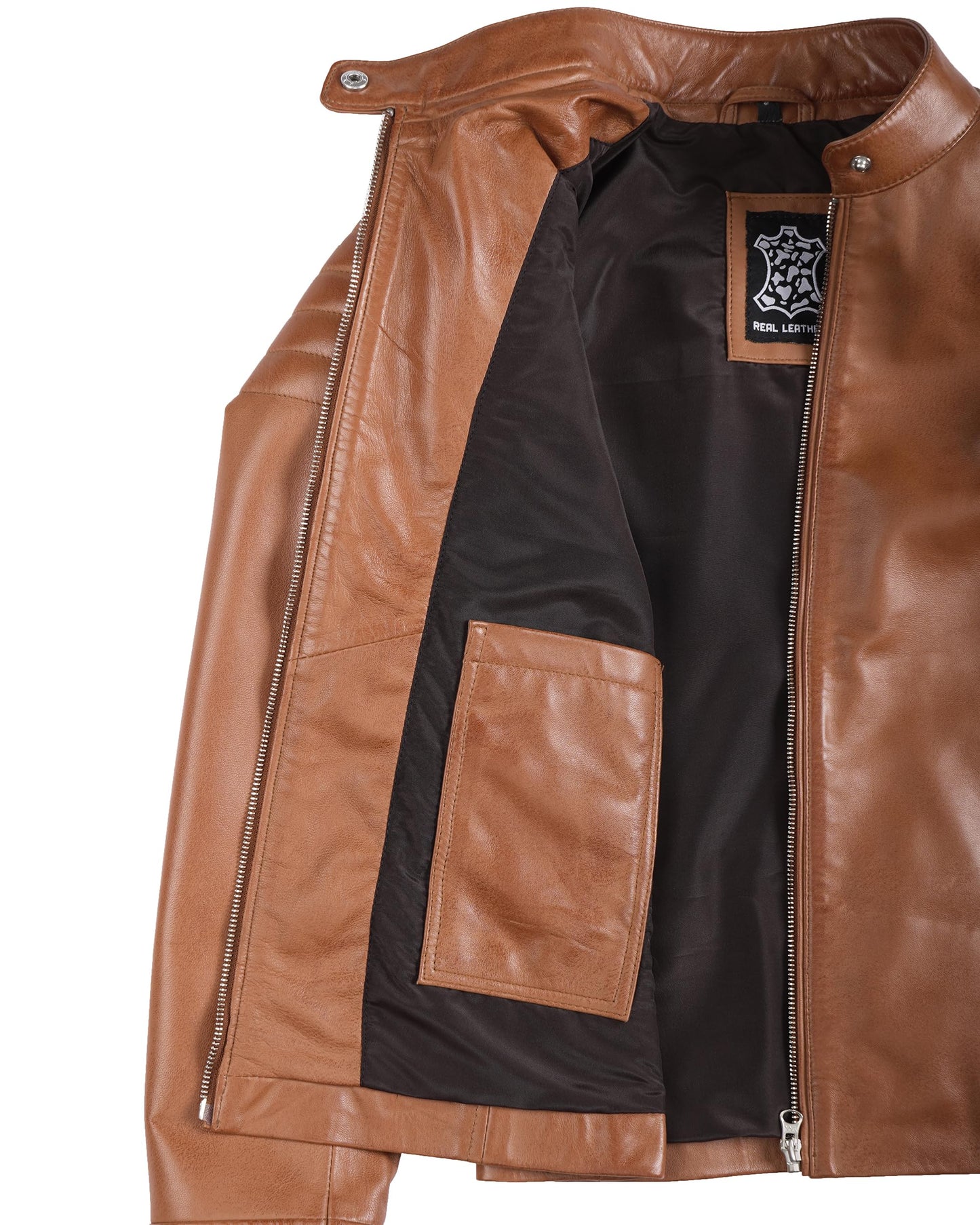 Decrum Disc Brown Leather Jacket Women - Women's Leather Jacket | [1300952] Carrie Brown, S