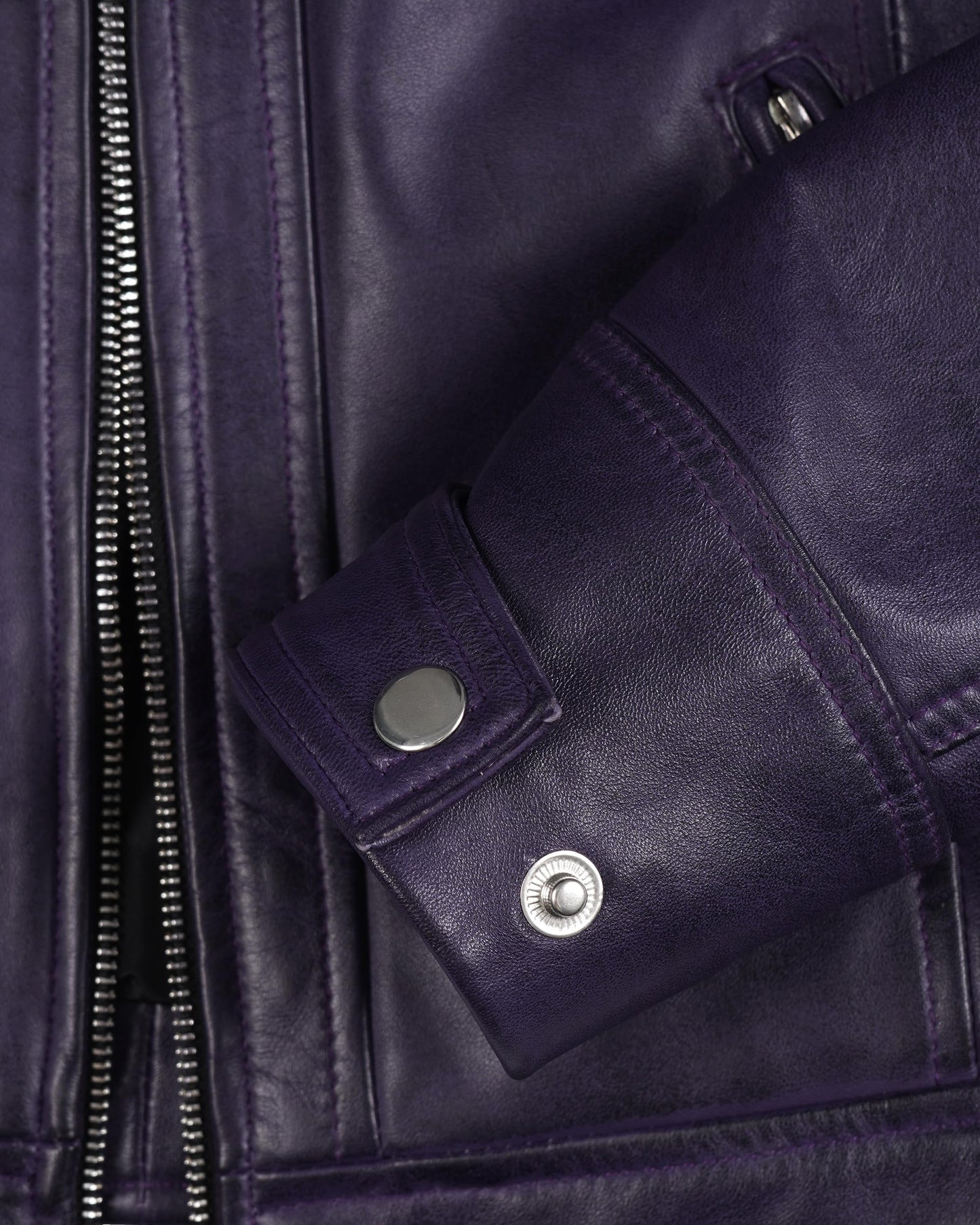 fjackets Real Leather Jacket Women - Cafe Racer Slim Fit Black Stand Collar Jackets For Womens | [1315426] Diamond1 Purple, 2XL