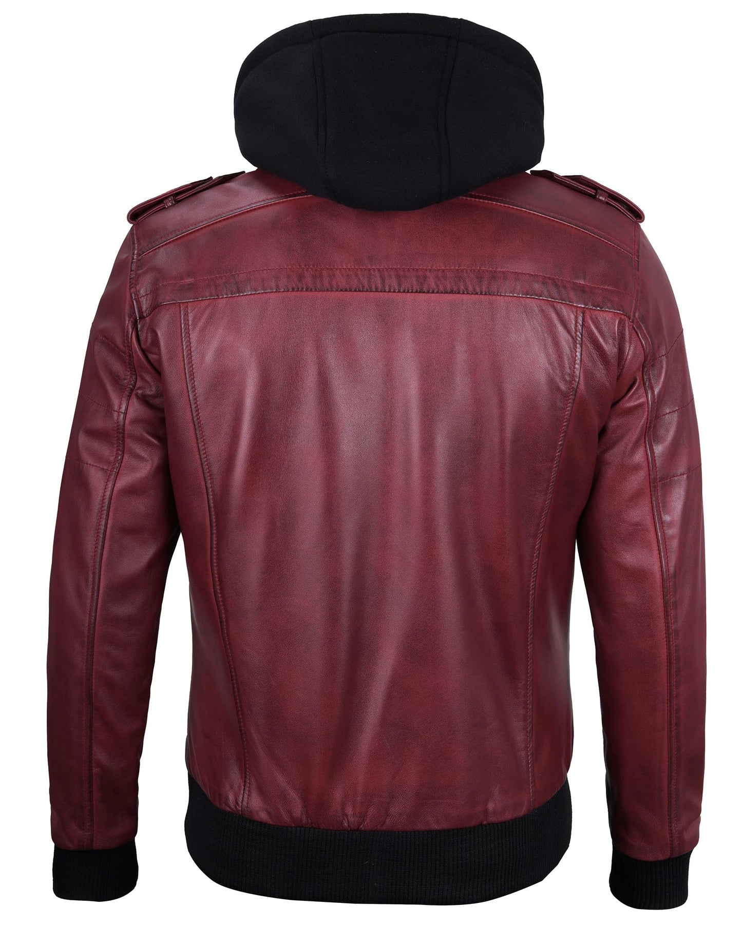Decrum Burgundy Bomber Jacket Men - Leather Jacket Mens | [1127182] Burgundy Edinburgh S