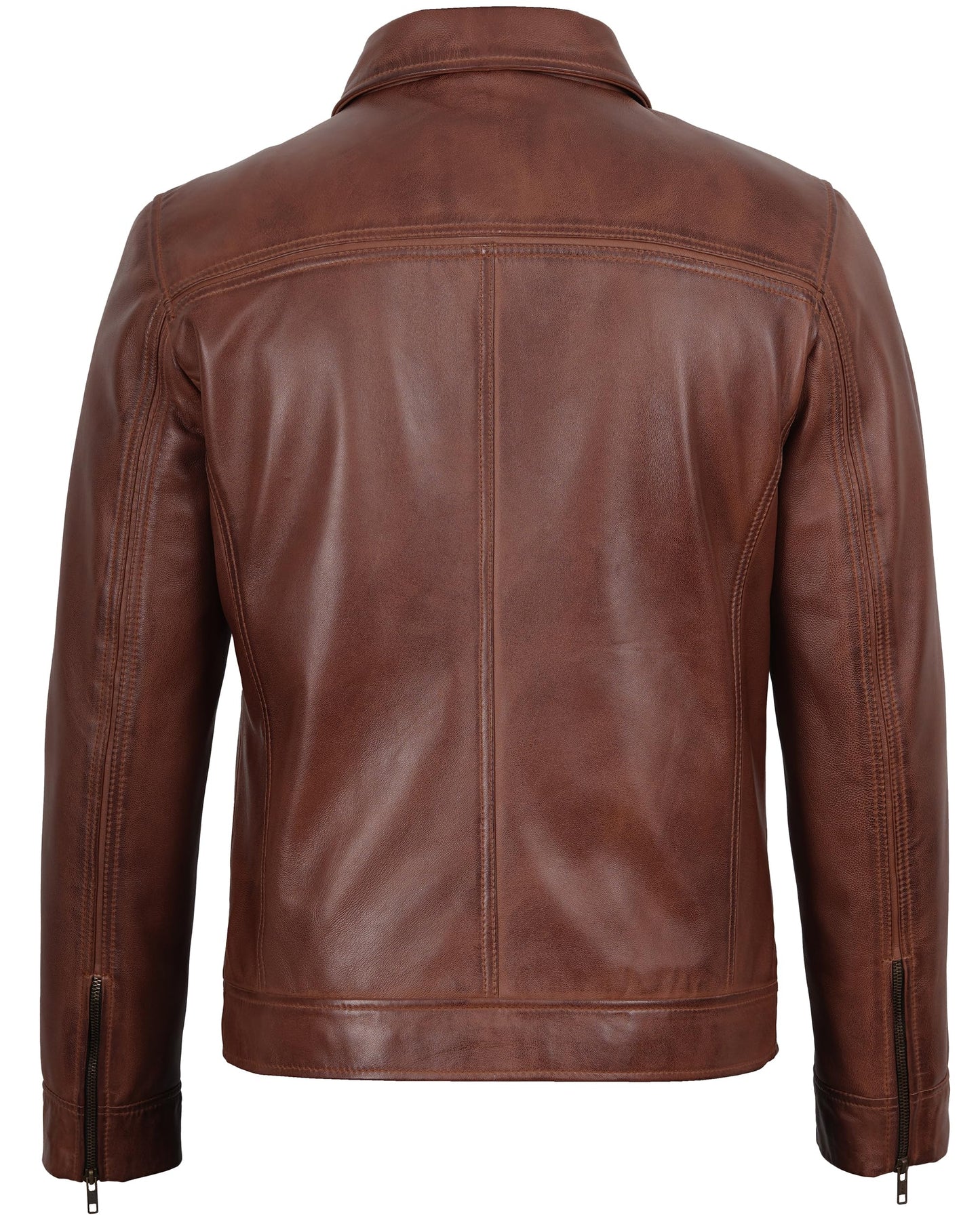 Decrum Leather Biker Jacket Men - Leather Jacket Men | [1130734] Mrk Cognac, L
