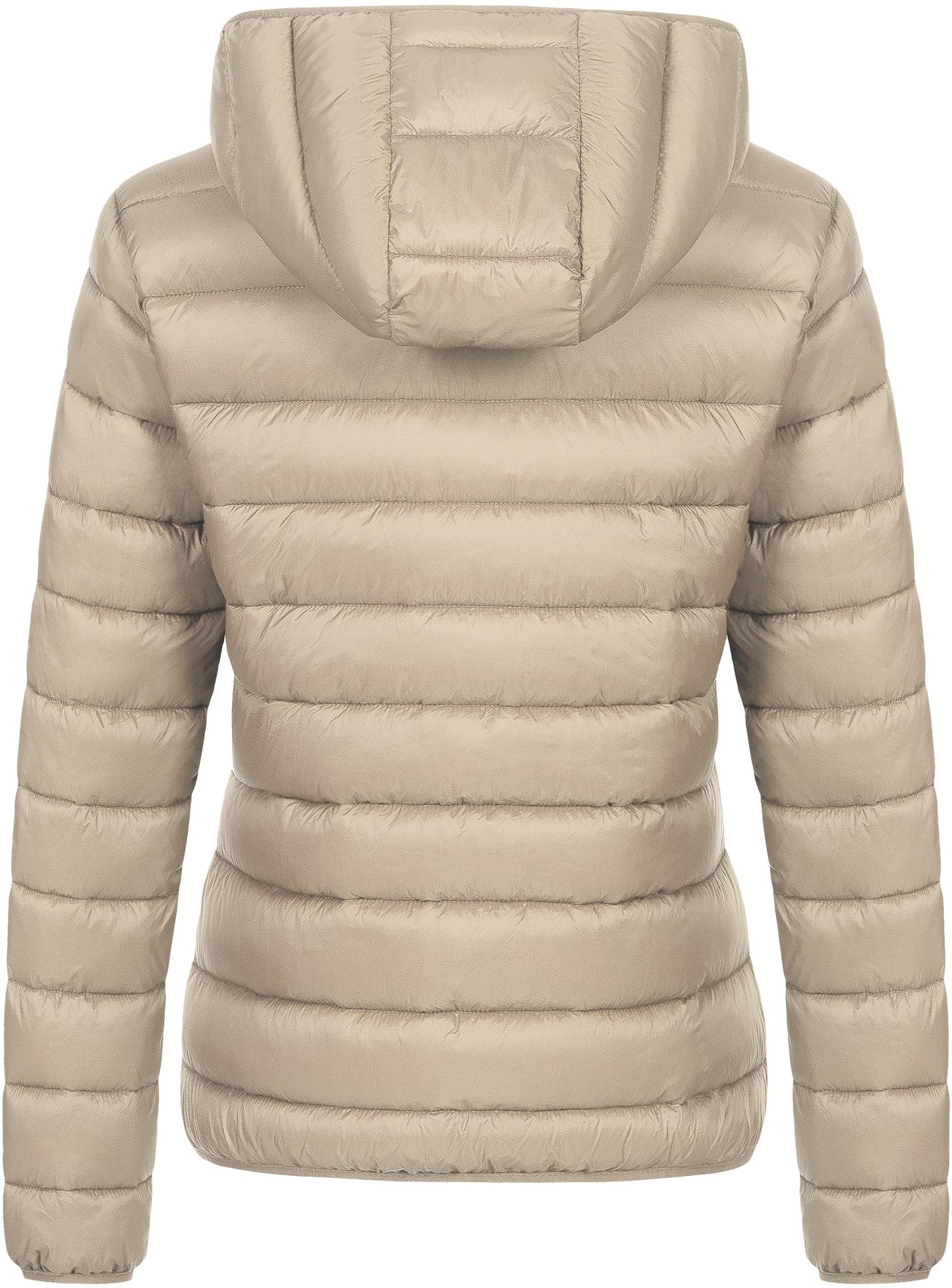 Chrisuno Winter Jackets For Women Women's Packable Puffer Jacket Lightweight Warm Quilted Coat With Detachable Hood Khaki 2XL