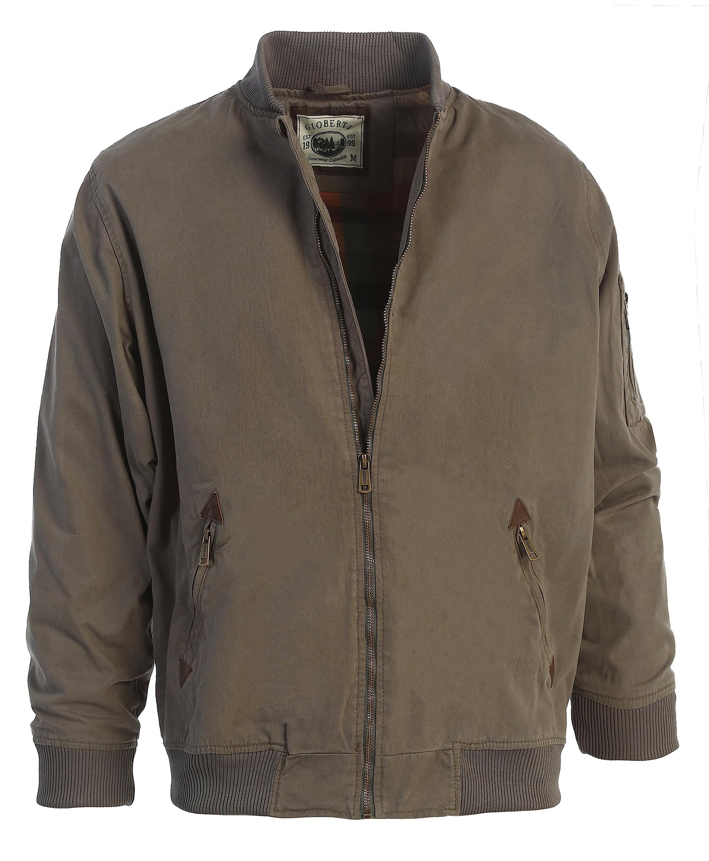 Gioberti Men's 100% Cotton Sportwear Full Zipper Twill Bomber Jacket, Olive, M