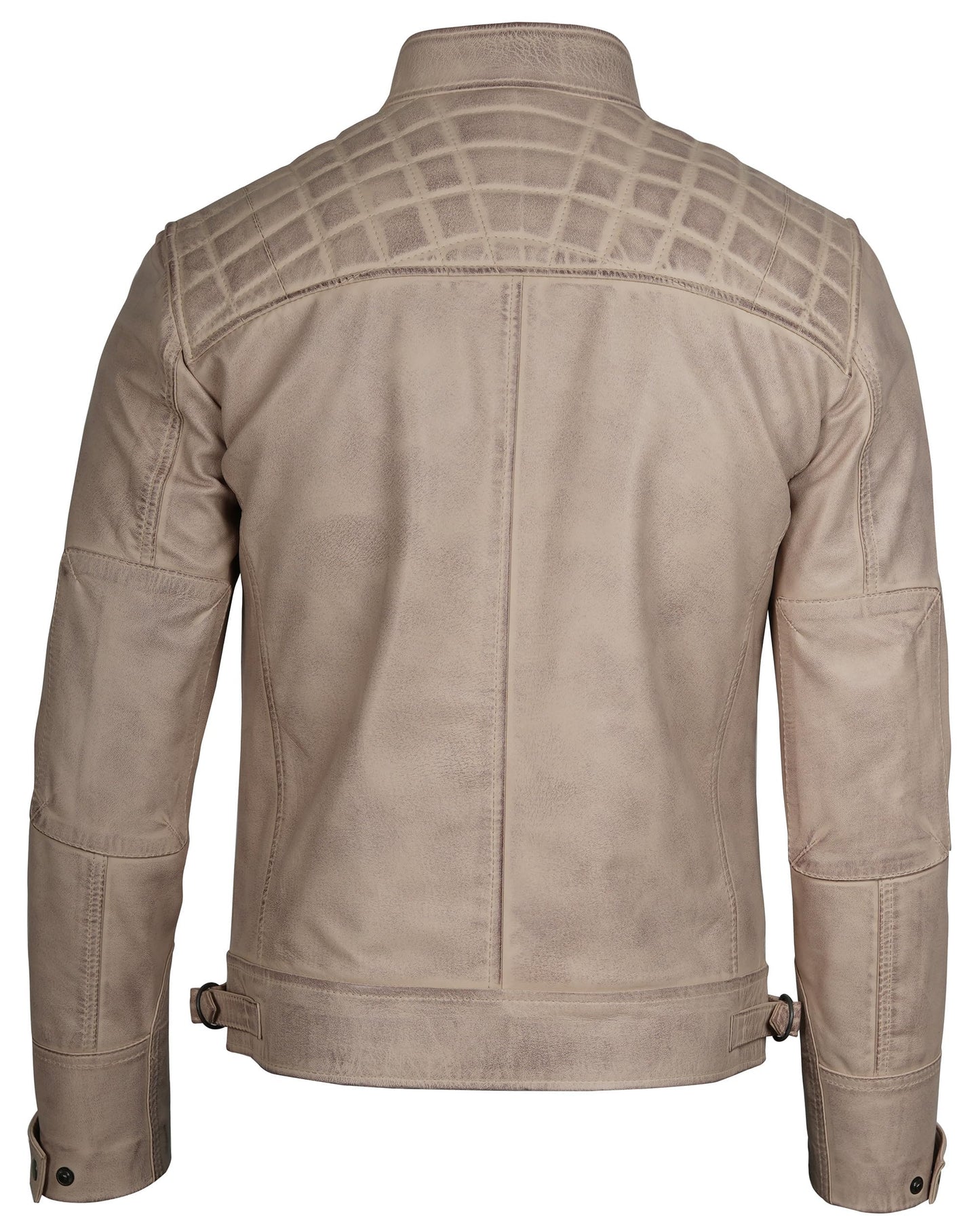Decrum Disc Cafe Racer Leather Jacket - Men Leather Jacket | [1129277] D1 Wrm Bge, XXXL