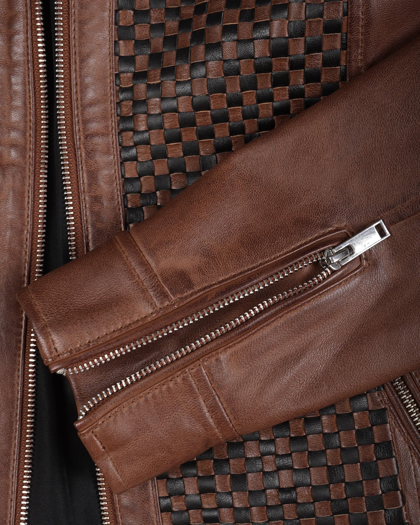 fjackets Real Lambskin Leather Cropped Jacket Long Sleeve Bolero Style Collarless Women Jackets - Maude Brown Leather Jacket Women | [1311535] XL