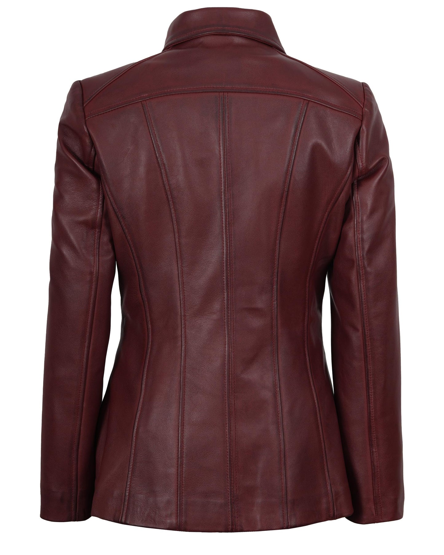 Decrum Lambskin Leather Jacket Women - Leather Coats for Women | [1331425] Marsha Maroon, XL