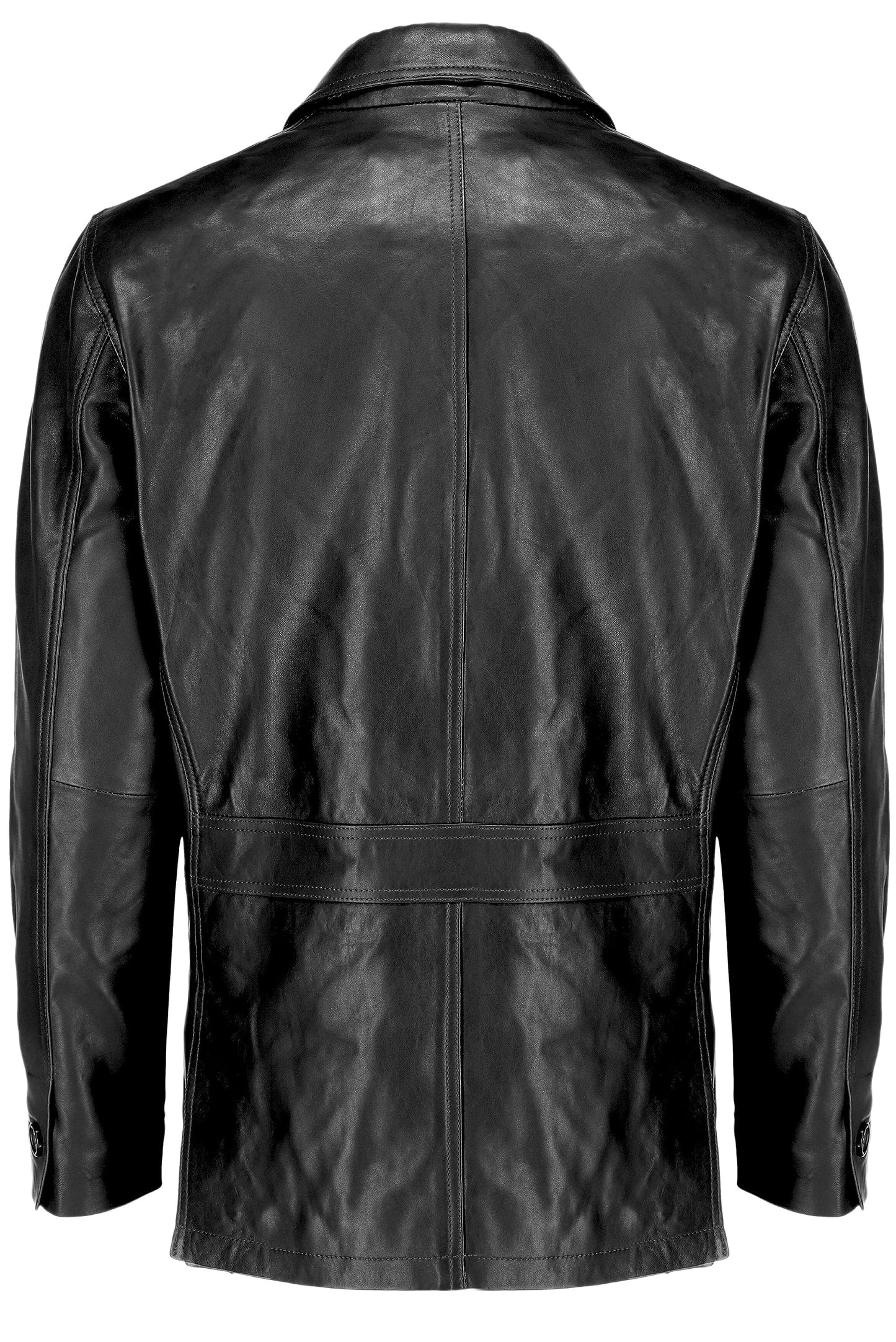 Jild Lambskin Leather Jacket Men Casual Coat – Notched Collar Classic Bond’s Style Ultimate Leather Blazer for Men (NC-Blk-XXL)