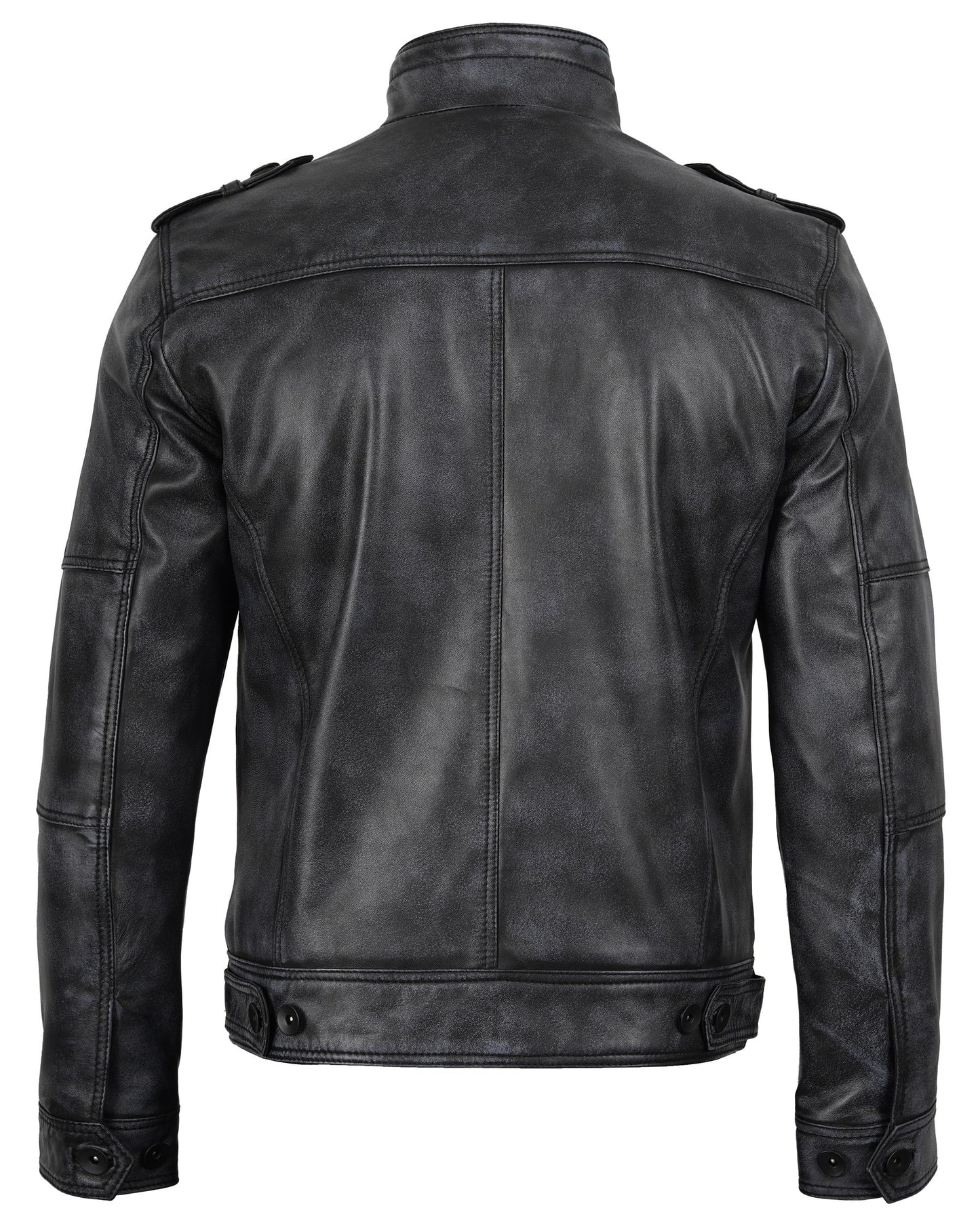 Blingsoul Mens Leather Coats and Jackets | [1108766] Tavares Distressed Black, 2XL