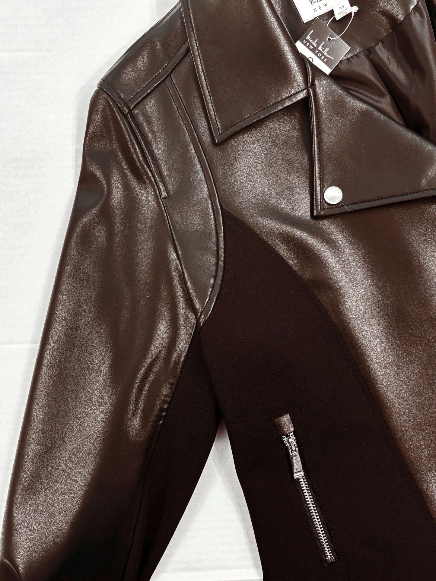 Nicole Miller Women's Leather Moto Jacket With Asymmetrical Zipper Biker Jacket with Zipper Pockets Sizes S–XL