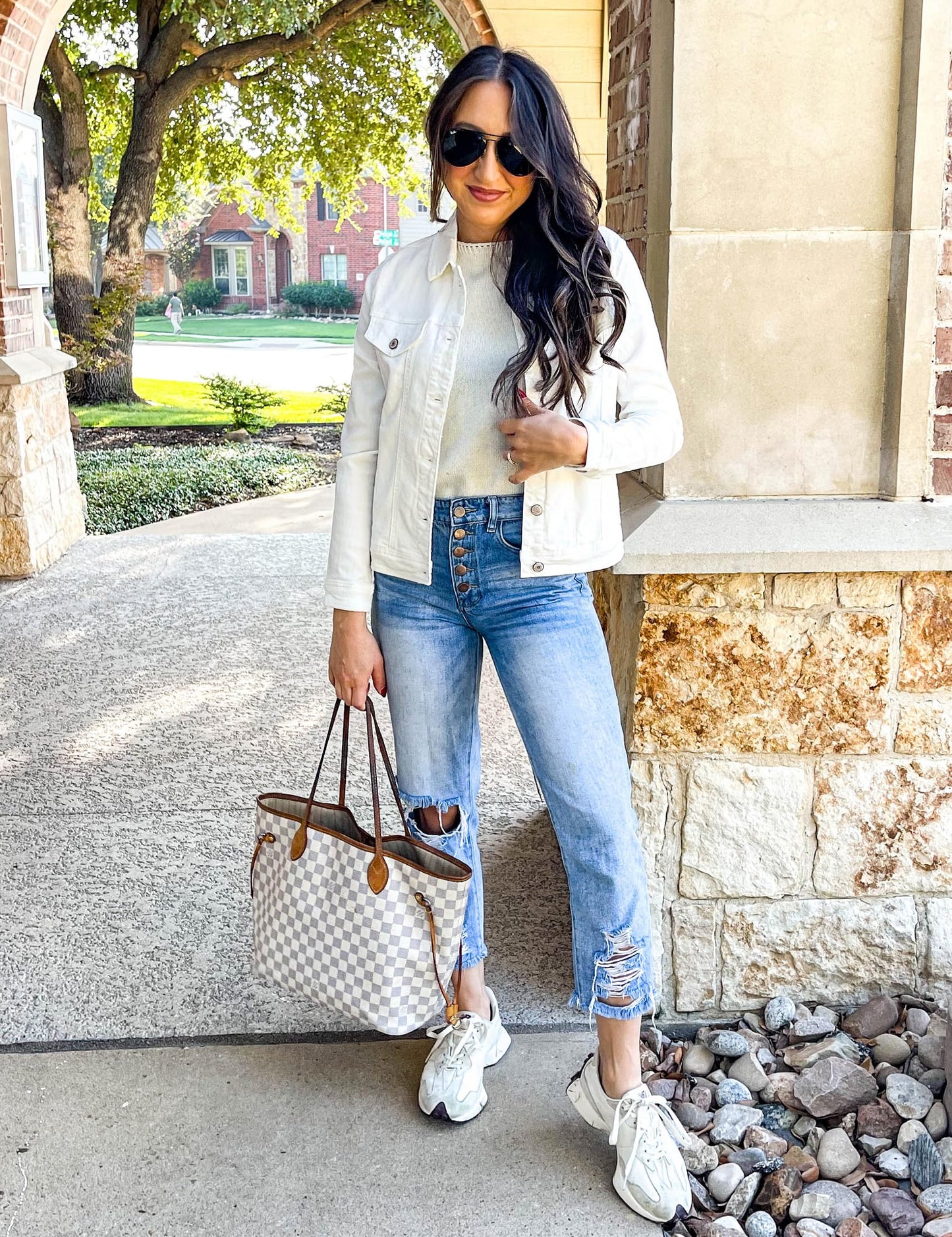 luvamia FleXclusive Women's Basic Button Down Stretch Fitted Long Sleeves Denim Jean Jacket White Denim Jacket Women Cream White Size Medium Fits Size 8-10
