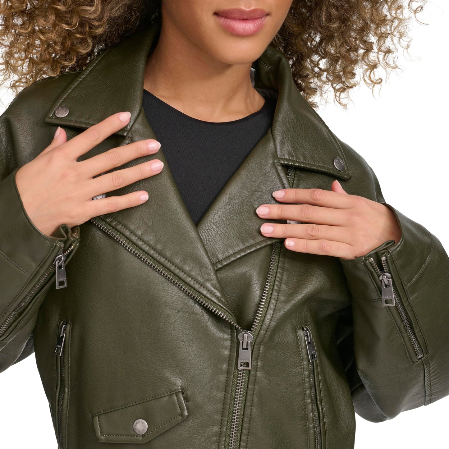 Levi's Women's Faux Leather Cropped Moto Jacket, Forest, Small