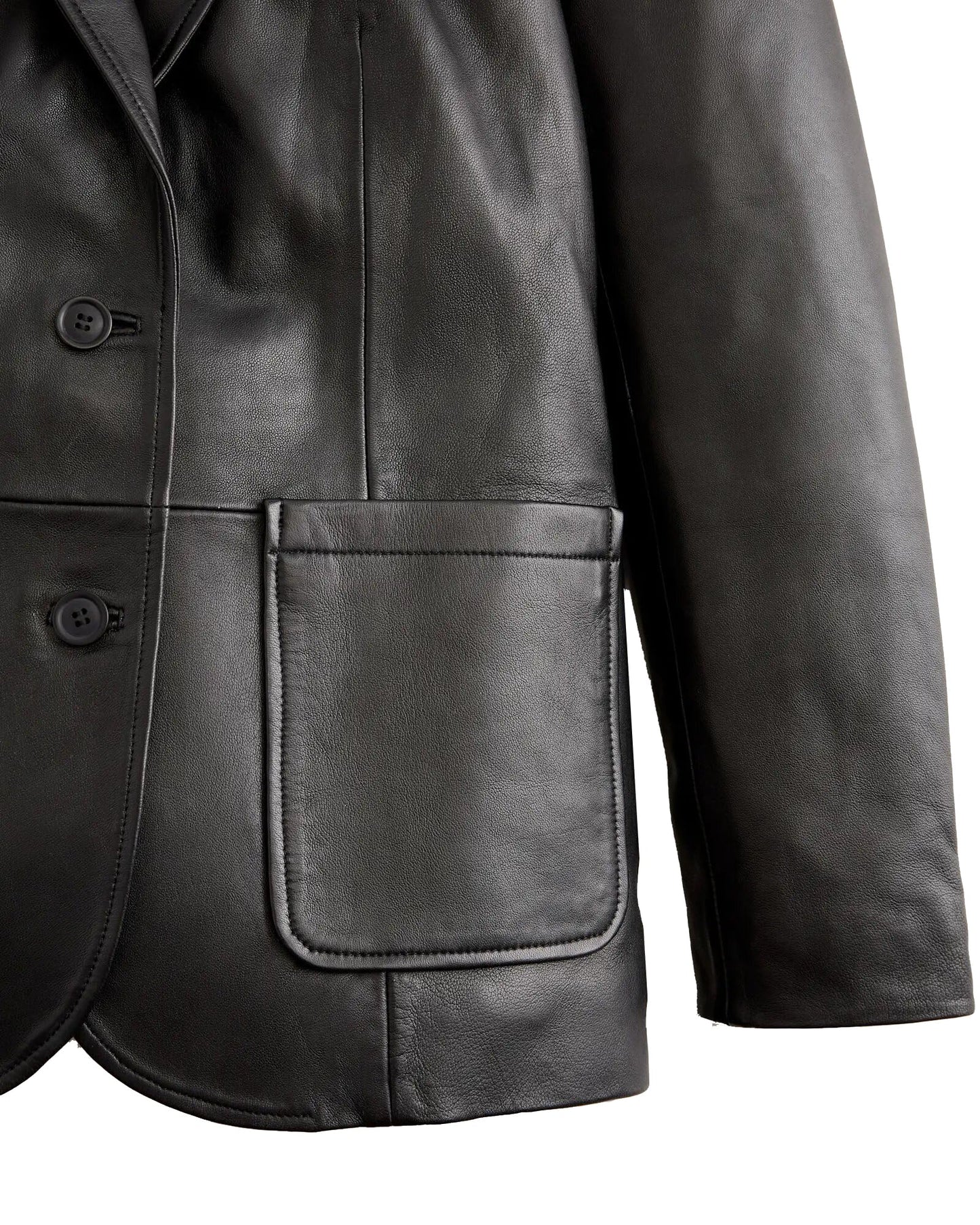 IZAC & DAUD Lambskin Leather Blazer for Women - Casual Coat Long Sleeves Suit Style Leather Jacket Women (US, Alpha, X-Large, Regular, Regular, Black)