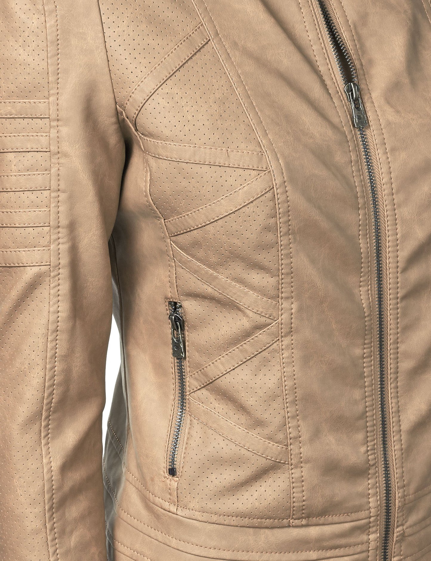 Made By Johnny MBJ WJC746 Womens Vegan Leather Motorcycle Jacket XXL Khaki