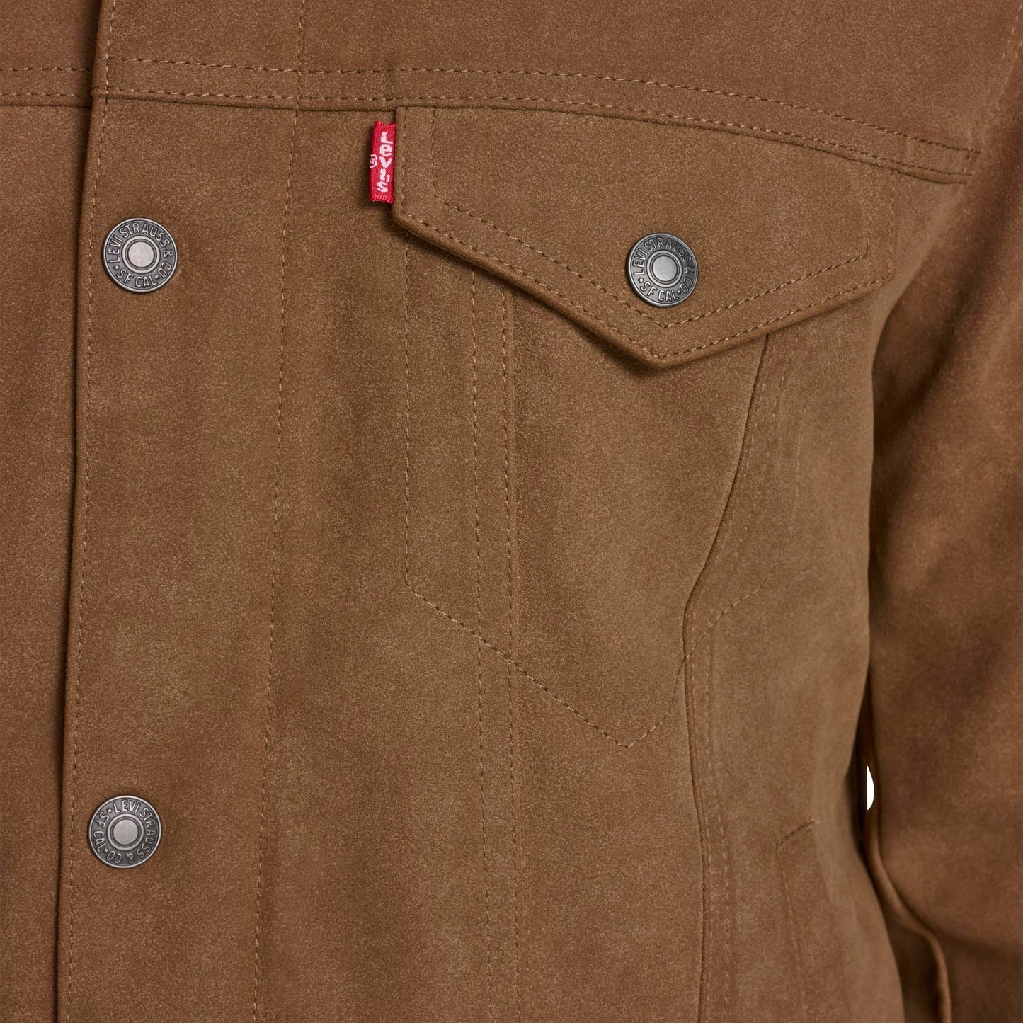 Levi's Men's Legacy Leather Classic Trucker Faux Suede Jacket, Toffee Faux Suede, Medium