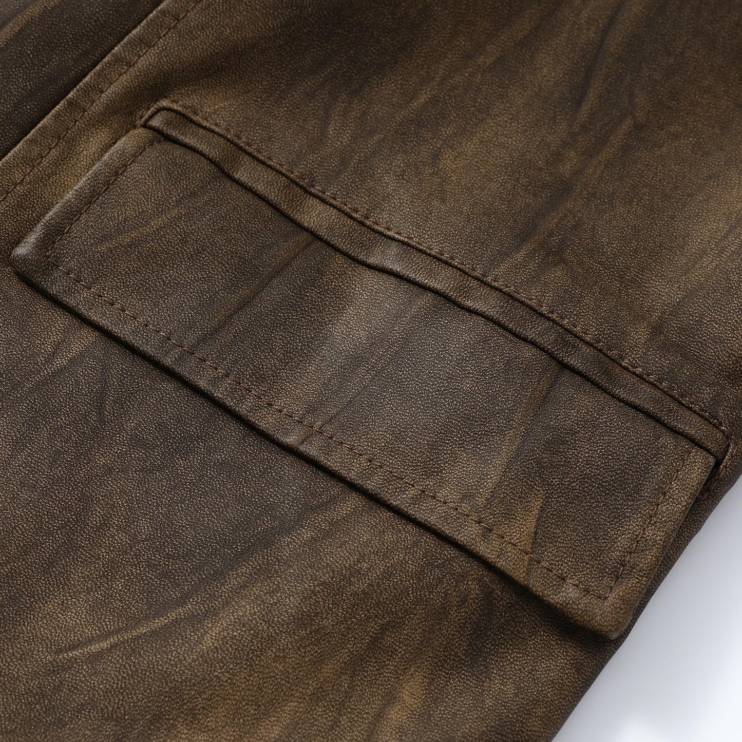 YFFUSHI Men's Vintage Faux Leather Blazer Jacket Brown