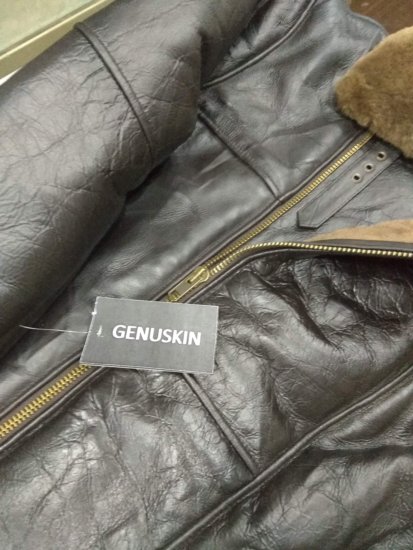 RSH LeatherCraft Cross Zip B3 Bomber Aviator Real Shearling Brown Sheepskin Leather Jacket (2XL)