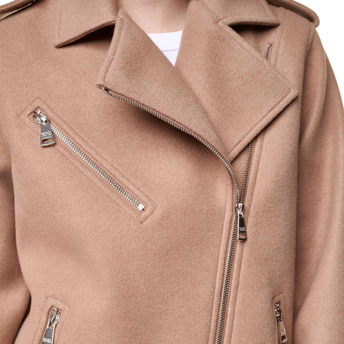 DKNY Women's Assymetrical Zip Front Moto Jacket, Woodsmoke, Medium