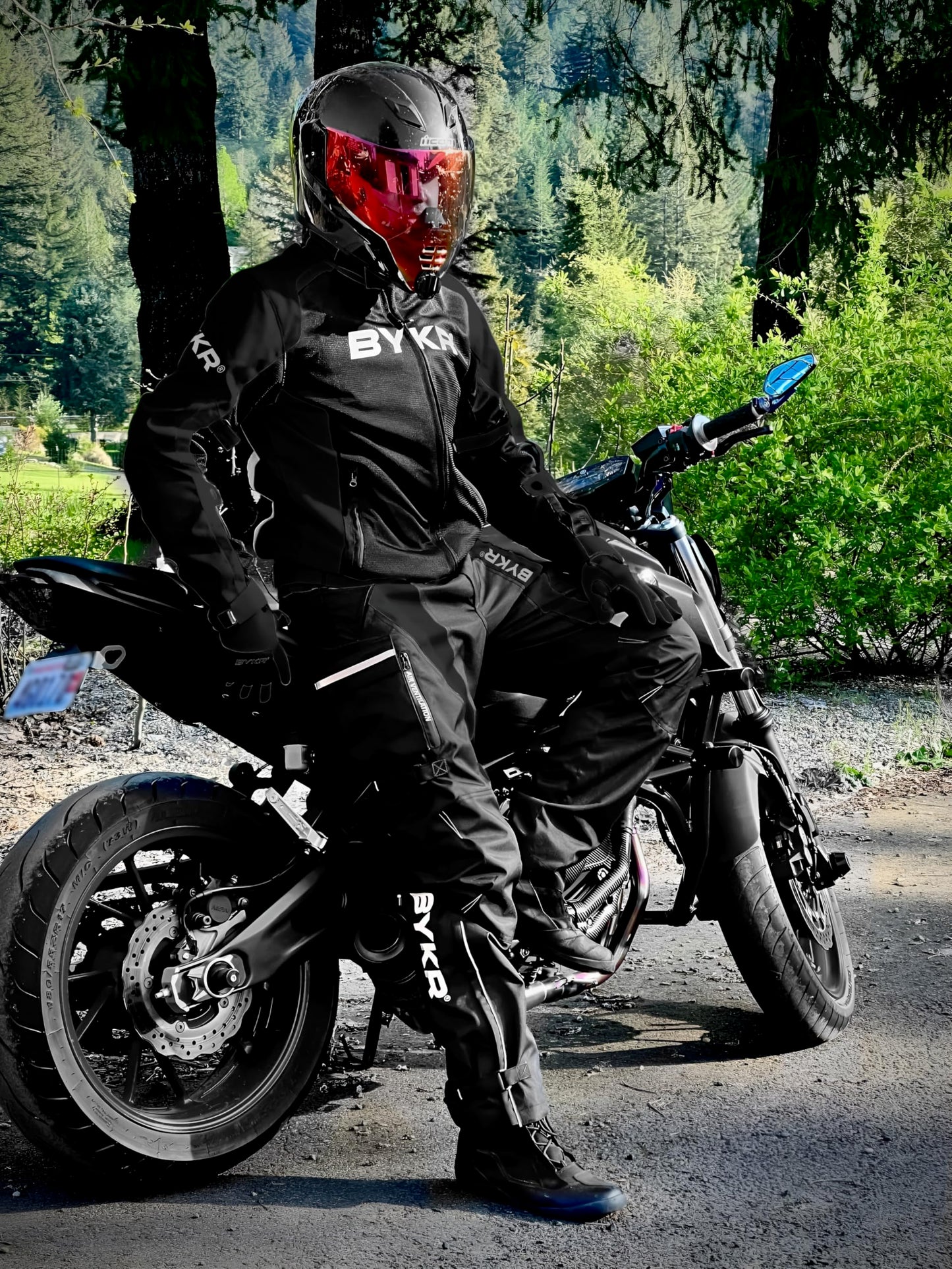 BYKR Mesh Motorcycle Jacket For Men Dual Sports Adventure Breathable Air Racing Bikers Riding Powersports Protective Motorbike Jackets Enduro CE Armored Black XL