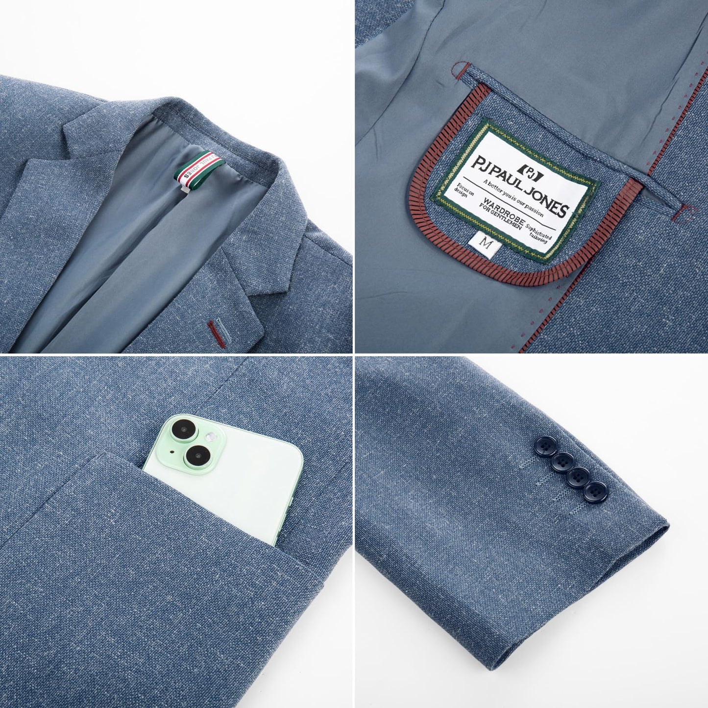 Mens Sport Coat Blazer Lightweight 1 Button Slim Fit Business Suit Jacket for Wedding Denim Blue