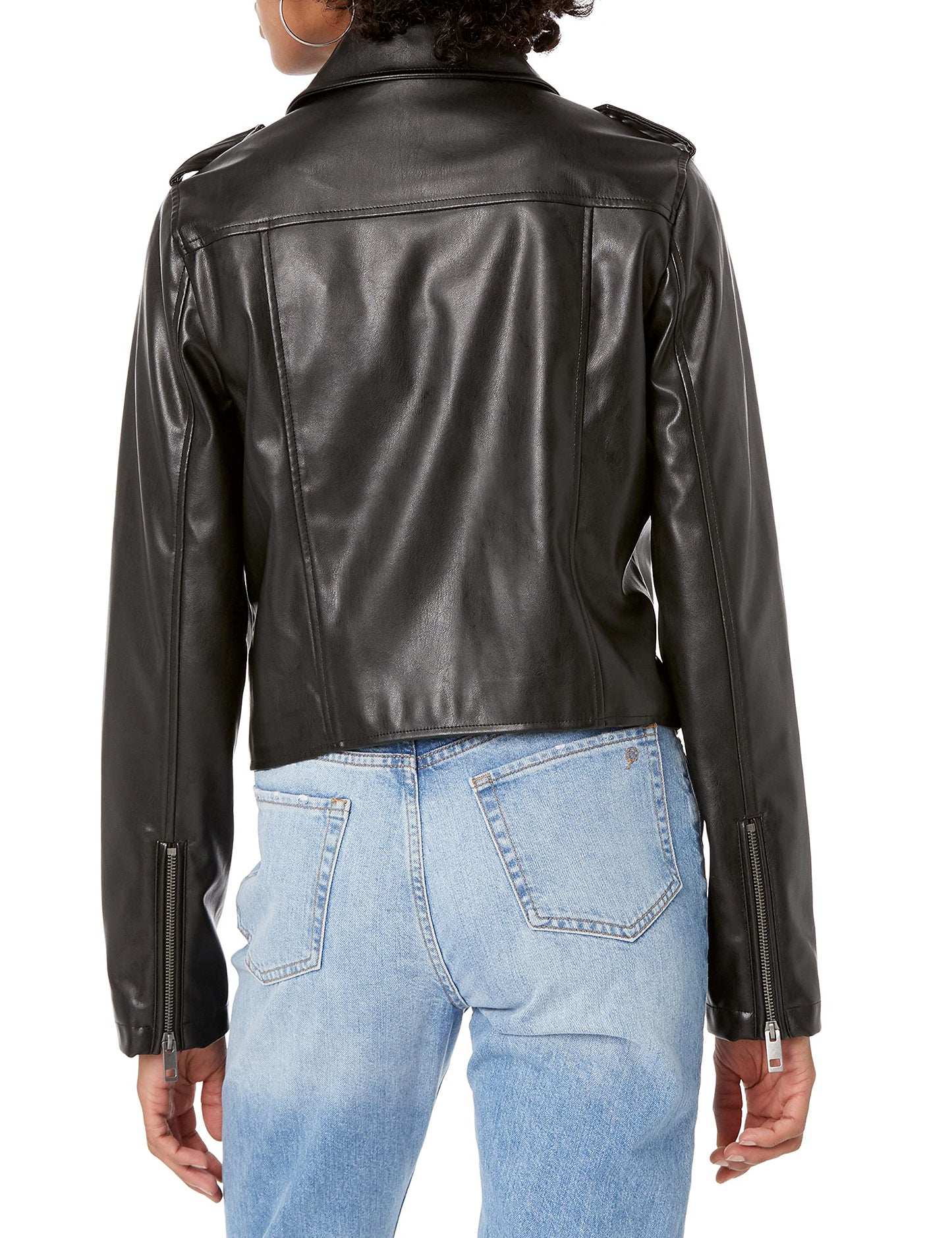The Drop Women's Heather Faux Leather Moto Jacket, Black, XXL, Plus Size