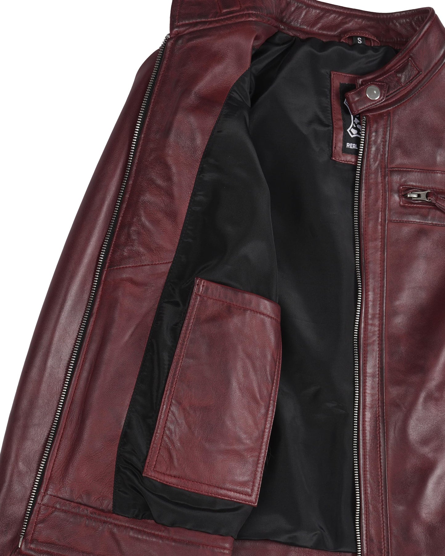 Decrum Burgundy Leather Jacket - maroon leather jacket | (N2) [1315914] Diamnd1 Burgundy, L