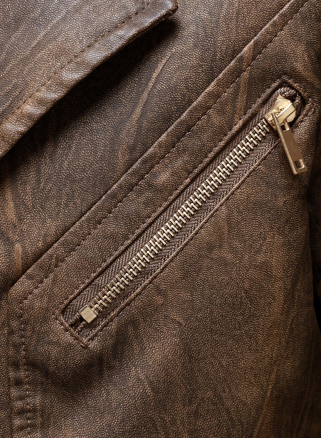 HOOD CREW Mens Casual Leather Blazer Vintage Lightweight Coat Button Closure Style Faux Leather Jackets for Men Brown L