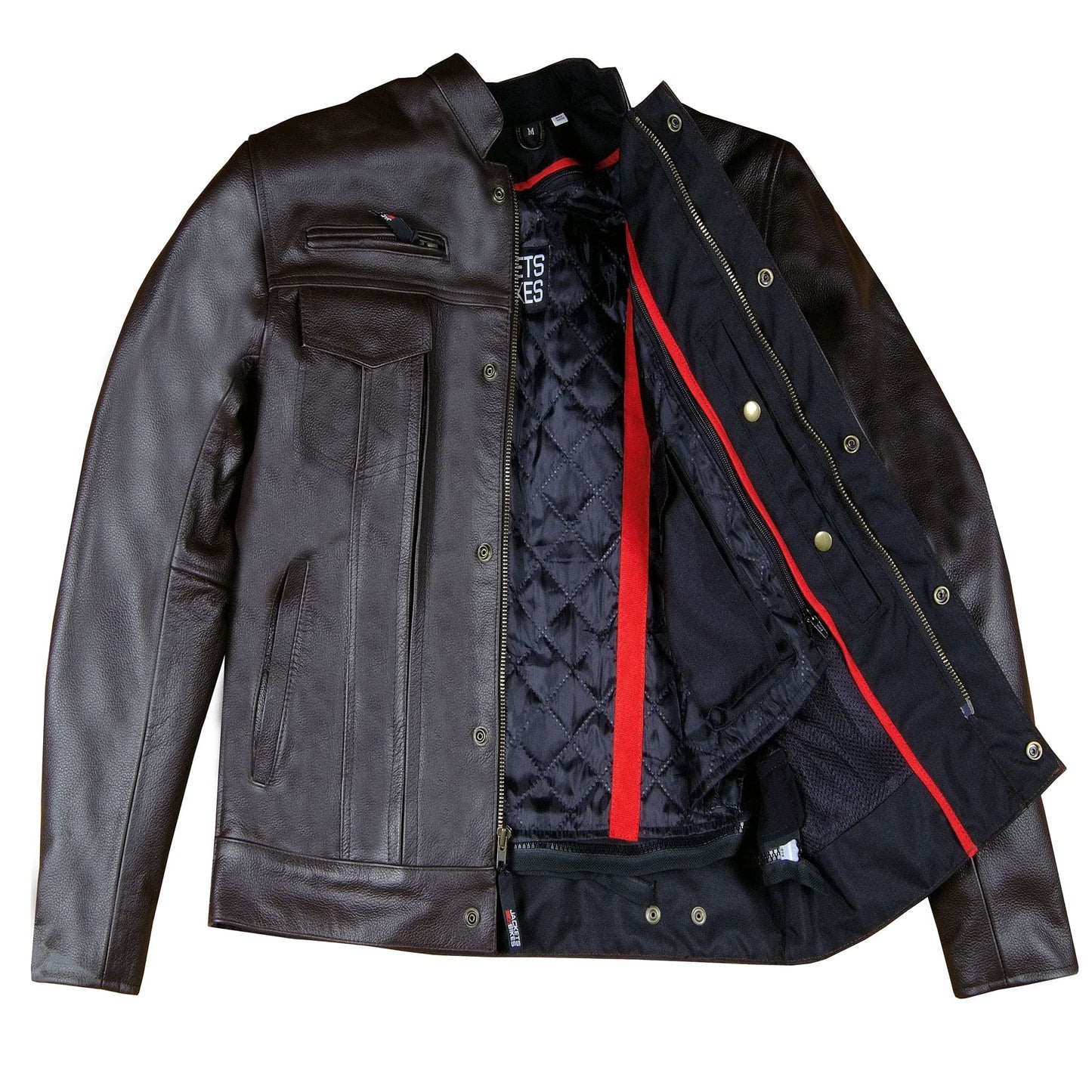 COMMUTER Men's Motorcycle Jacket, Premium Buffalo Leather, CE Armor - Ventilation, Utility Pockets, Cruiser Biker Brown XXL