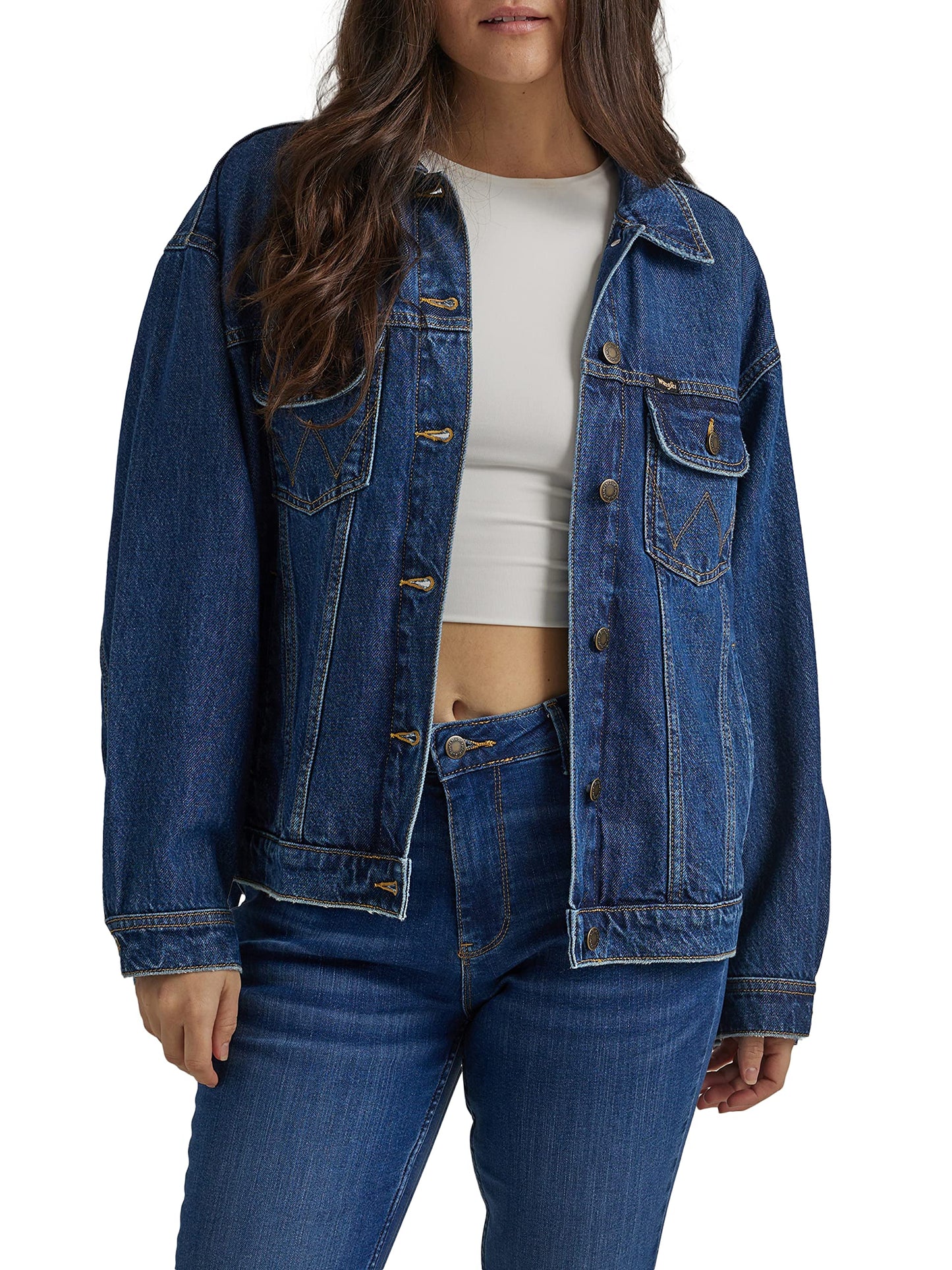 Wrangler Relaxed Fit Girlfriend Denim Jacket, Daffodil, Medium