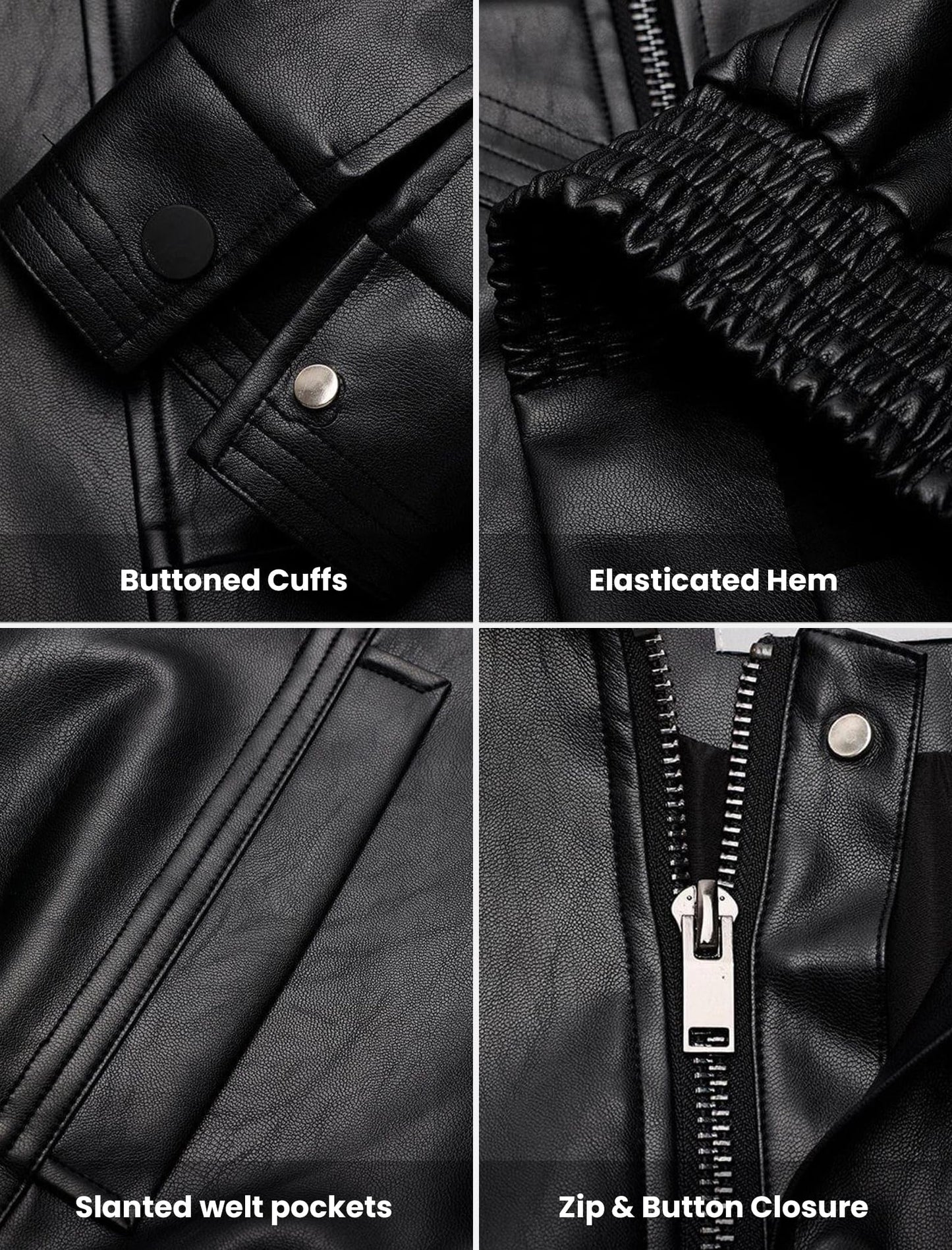 Aelfric Eden Womens Leather Jacket Oversized Y2k Faux Motorcycle Bomber Moto Biker Jackets Coats Black