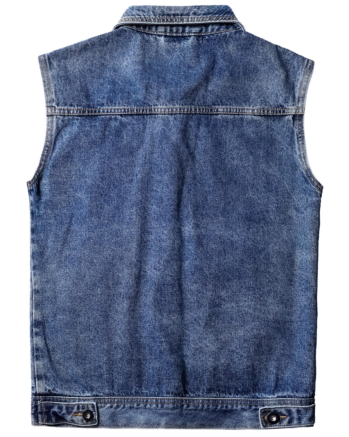 Harbrosrce Classics Men's Denim Vest Sleeveless Denim Vest Cowboy Jacket Motorcycle Vest Biker Vest for Men Casual Leisure