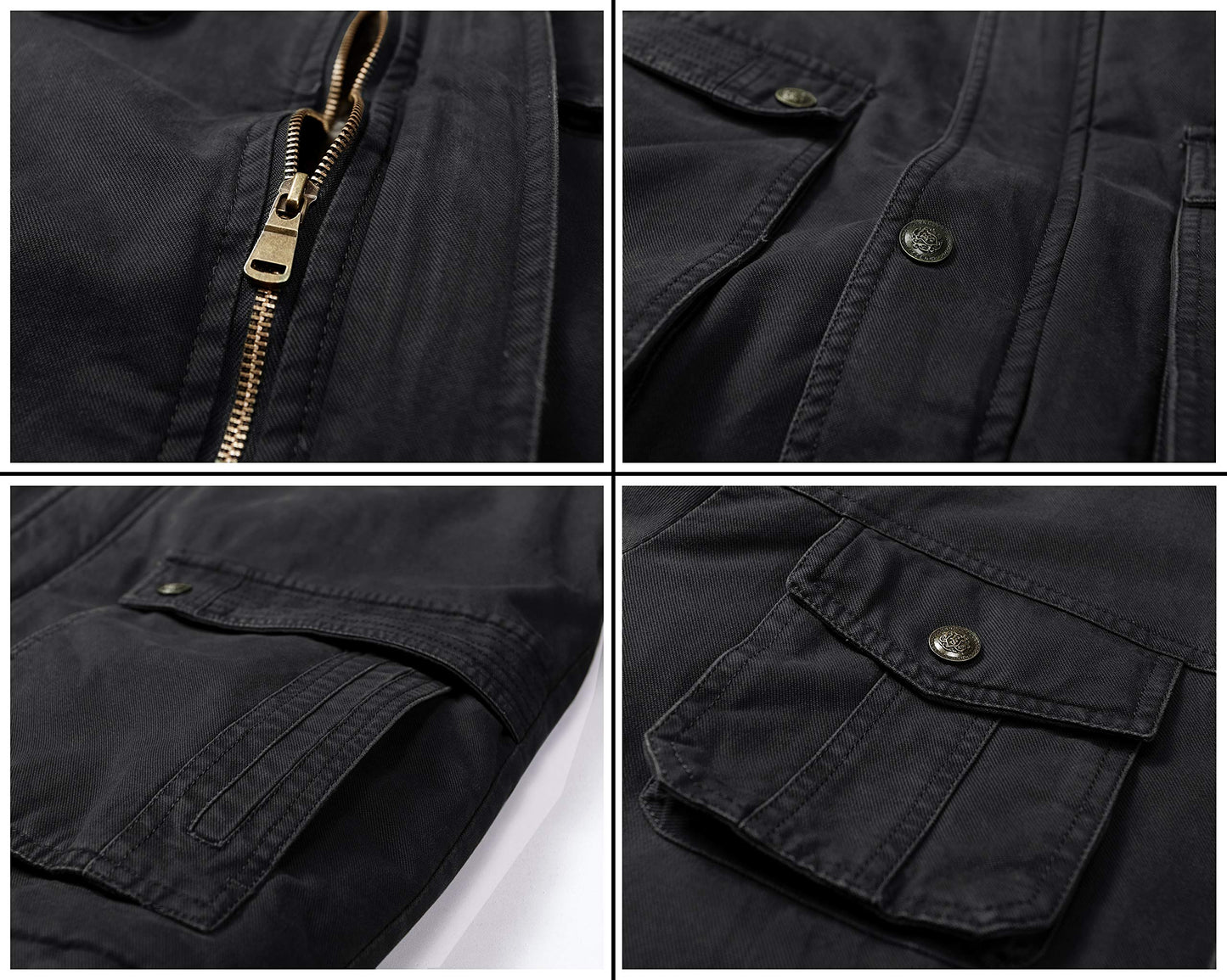 Men's Winter Thicken Coat Casual Military Parka Jacket with Removable Hood(Medium, Dark Black)