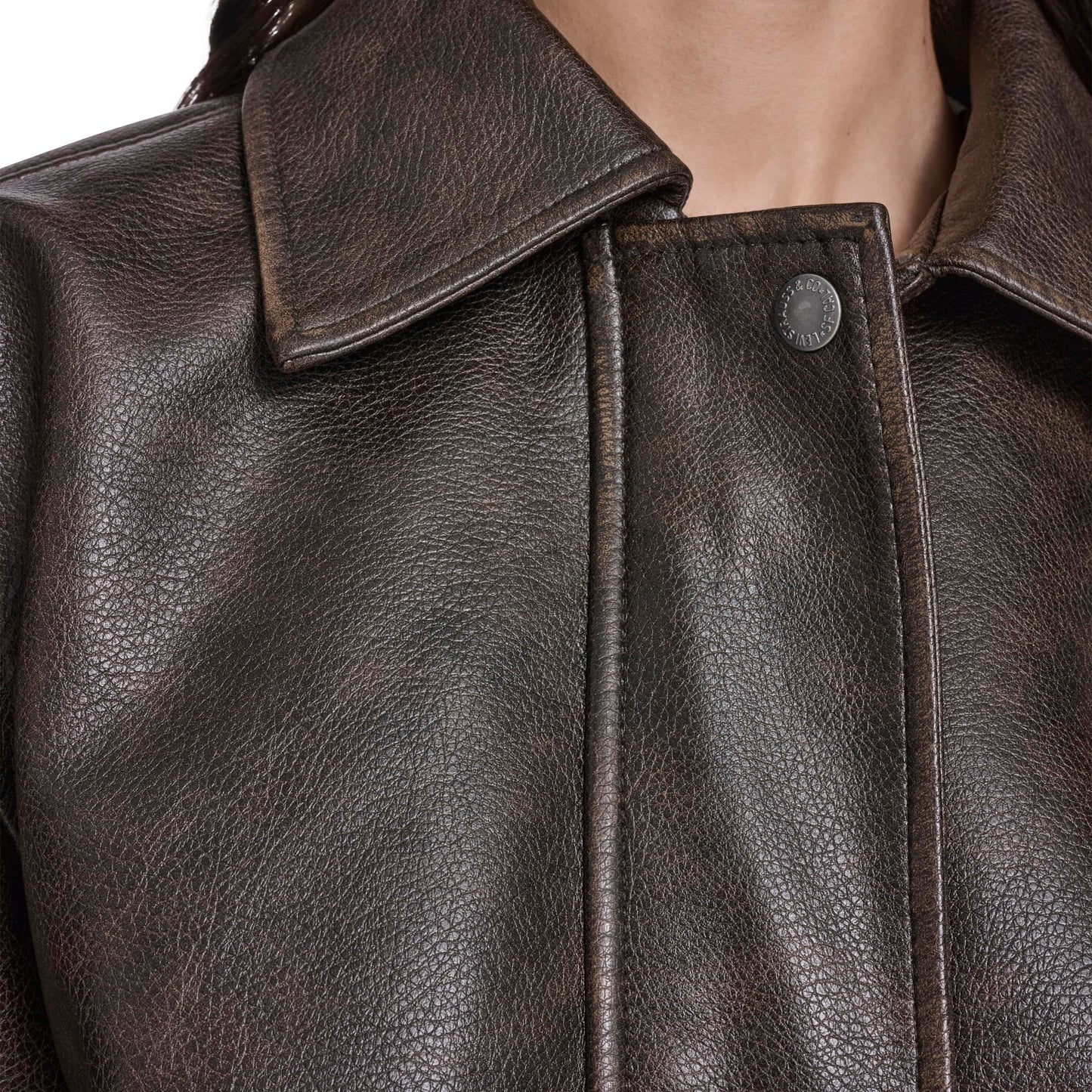 Levi's Women's Faux Leather Relaxed Fit Bomber, Brown, Medium