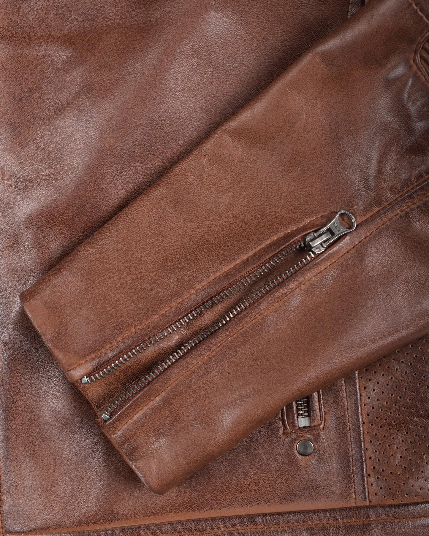 fjackets Men's Cafe Racer Leather Jacket - Austin Brown [1100064] L