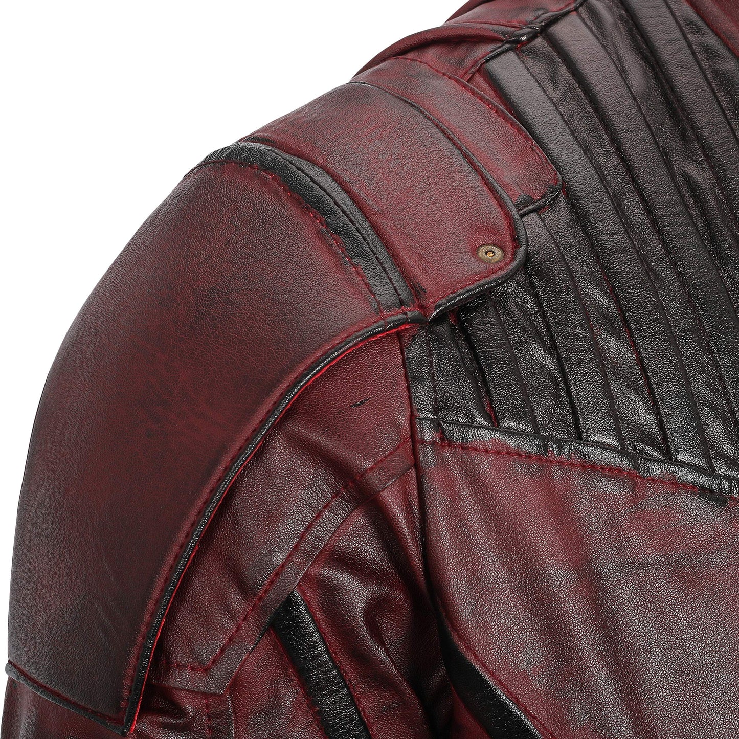 Decent Fashion Mens Distressed Red Maroon Leather Jacket (Small, Faux Wax)