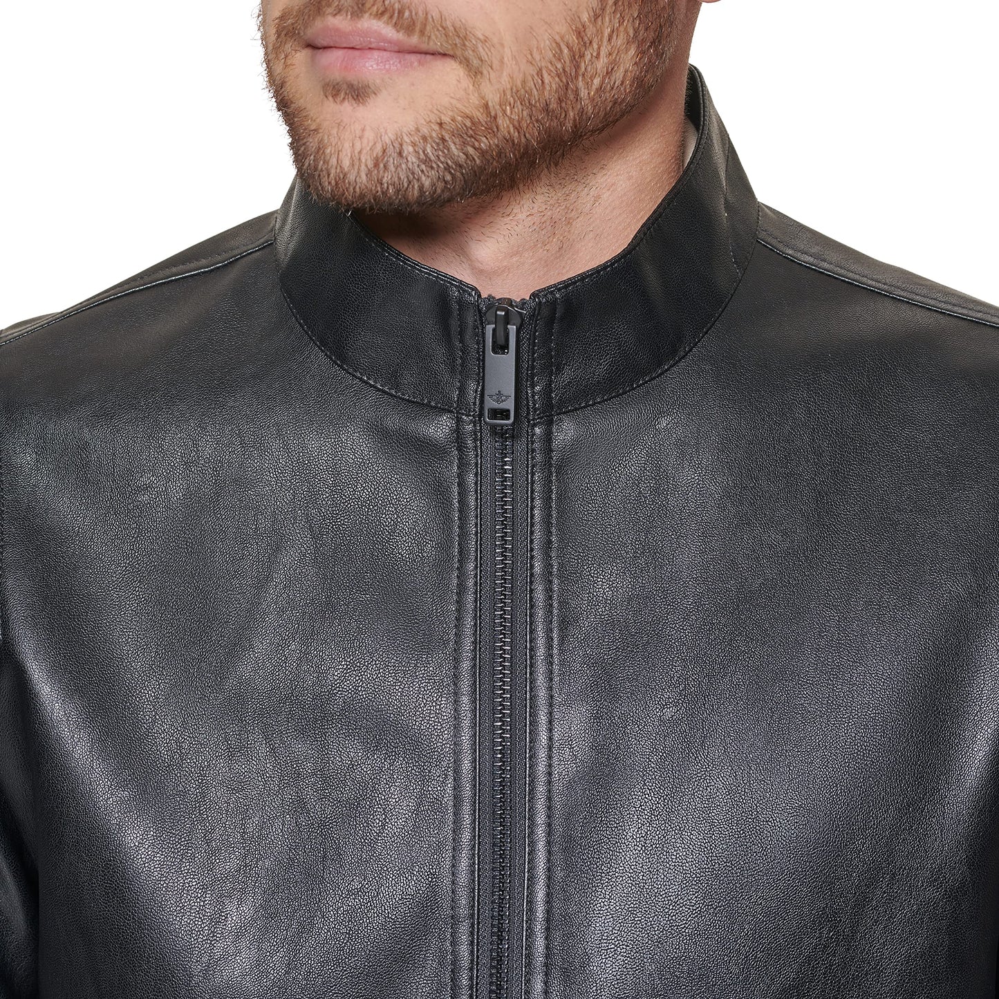 Dockers Men's The Dylan Faux Leather Racer Jacket, black, Large